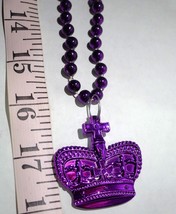 Mardi  Gras Purple Crown and  Small Beads  Hangs 18&quot; - £8.52 GBP
