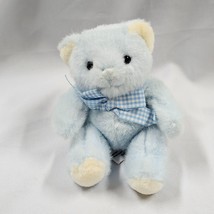 5” Vintage Russ Berrie Light Blue Teddy Bear Rattle Plush Toy 3819 - £28.76 GBP