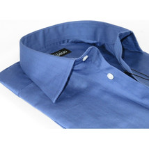 Men Mondego 100% Soft Cotton Dress Business shirt B300 French Blue Herringbone image 4