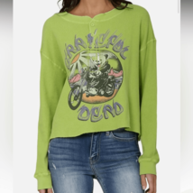 Daydreamer The Grateful Dead Motorcycle Long Sleeve Waffle Knit Thermal Green XS - £53.84 GBP