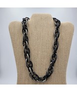 Gunmetal Necklace Black Silver Tone Thick Chunky Chain Link Fashion Stat... - £28.04 GBP