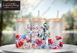 Positive 16oz Can, 16oz Glass Can Cup, Jesus is the Anchor Floral Design, Inspir - £14.23 GBP