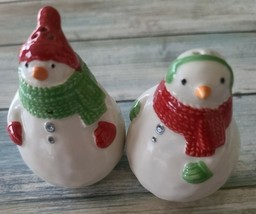 Holiday ~ Christmas ~ Snowman ~ Ceramic ~ Fat Salt &amp; Pepper Shakers (60) - €30,15 EUR