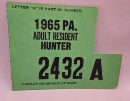 VTG 1965 PENNA Pennsylvania HUNTER RESIDENT Cardboard Hunting License Co... - $4.99