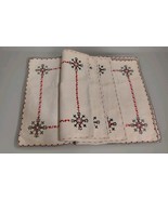 Vintage European Scandinavian Embroidered Linen Folk Cross Placemats 4pc... - $77.22