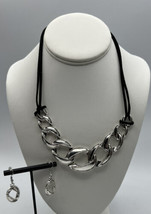 Jewelry Necklace Silver Twisted Large Chain Cable Suede Chain Earrings - £7.42 GBP