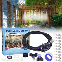 Misting Cooling System, 49Ft Misting Line + 16 Brass Nozzles Outdoor Mis... - £44.69 GBP