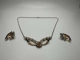 Antique 12k Gold Filled Star Art Flower Necklace 16” Earring 2.5cm Set - £77.97 GBP