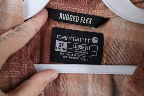 Vtg Y2K Carhartt Womens 2X Loose Fit Rugged Flex Flannel Collared Button Shirt Item image 9