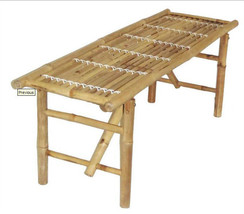 Bamboo Tiki Folding Bench Patio Deck or Indoor Set of 3 - £200.00 GBP
