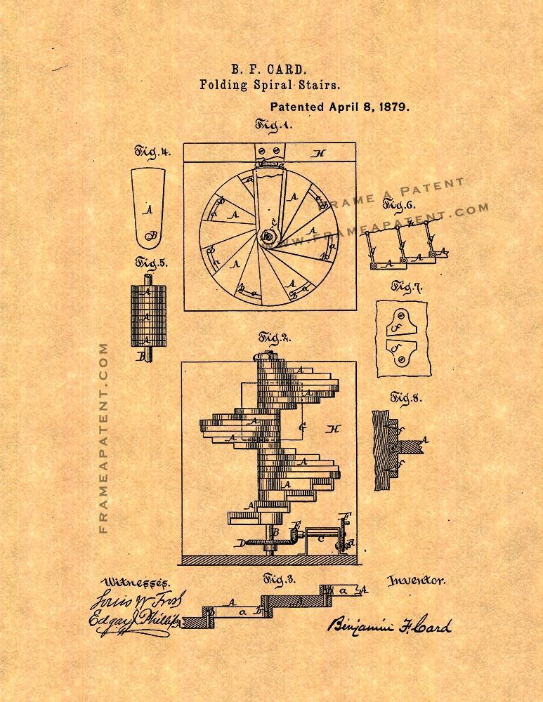Folding Spiral Stairs Patent Print - $7.95 - $32.95