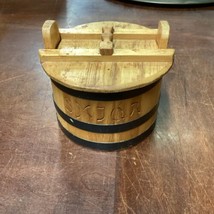 Wooden Handmade Rice Bucket With Lid. Made In Iceland - 1981 - $14.85