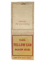Yellow Cab Taxi Transportation Vintage 50s Advertising Matchbook Cover Matchbox - £3.10 GBP