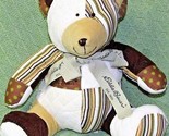 Eddie Bauer Patchwork TEDDY BEAR 10&quot; Brown Stripes Yellow Green Stuffed ... - $16.20