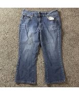 Bisou Bisou Jeans Capri Crop Women&#39;s 12 Stretch Denim Embellished Back P... - $236.56 MXN