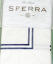 Sferra Grande Hotel Standard Sham White/Cornflower Blue Cotton Percale Italy New - £37.90 GBP