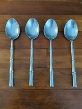 4 Hampton Silversmiths BAMBOO Stainless Soup Soons 7 3/4" Flatware - $12.88