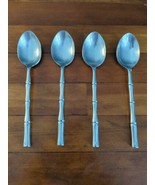 4 Hampton Silversmiths BAMBOO Stainless Soup Soons 7 3/4&quot; Flatware - $12.88