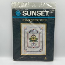 Vintage 1984 Sunset Designs Counted Cross Stitch Kit Rainbow And Hearts NEW - $14.99