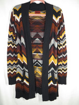 Missoni Women&#39;s Brown Black Gray Chevron Print Sweater Cardigan, Pockets... - £23.56 GBP