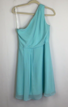 David&#39;s Bridal Dress SZ 12 A-Line Long One Shoulder Teal - £12.10 GBP