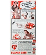 QUAKER OATS - A Glamour Girl - 1941 Vintage Print Ad - Great Energy Spar... - $201.43 MXN