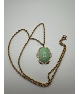 Vintage 12k GF Jade Pendant 3.6cm Necklace 29” X 3mm - $100.98