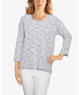 RUBY RD. Plus Size Boucle Striped Top Black White Size 2X Scoop Neck Costal - $41.40 CAD