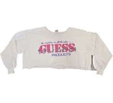 Vtg Womens Guess Cropped Sweat-Shirt MEDIUM Crew Neck See Details - £15.54 GBP