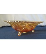 VINTAGE MARIGOLD CARNIVAL GLASS IMPERIAL OPEN ROSE  FOOTED BOWL - £58.97 GBP