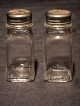 Vintage Salt &amp; Pepper Shaker Set - Squared Restaurant Style With Metal Lids - $5.48
