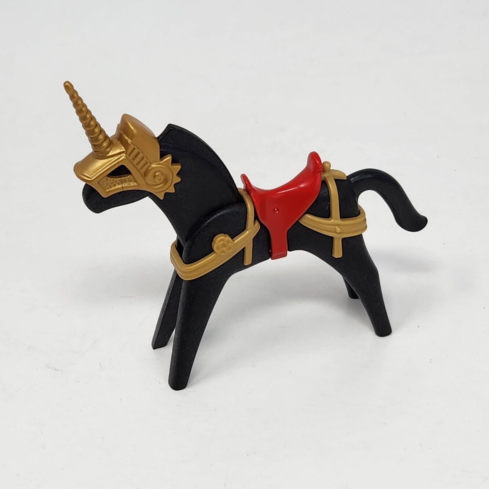 VINTAGE PLAYMOBIL DASTARDLY DRAGON BLACK / GOLD REPLACEMENT MEDIEVAL HOR... - $12.35