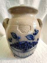 Salmon Fall Salt Glazed Stoneware Blueberry COVERED Jar Pot 2000 7&quot; High - £23.56 GBP
