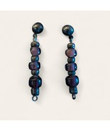 Vintage Brown Beige Glass Bead Shish Kabob Style Pierced Drop Dangle Ear... - $237.07 MXN