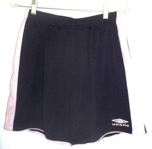 Umbro Black w/White Stripes Athletic Running Shorts w/Drawstring Waist Sz L - £19.45 GBP