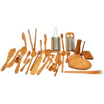 Handmade Olive Wood Cooking Utensils - Wooden Kitchenware - £19.64 GBP