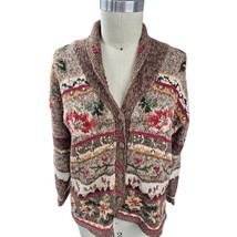 Vtg 1991 Tiara International Cottagecore Floral Knit Cardigan Women L Co... - $37.62