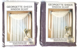 2 Lavender Georgette Sheer Window Scarves 3 Loops Brentwood 216&quot; x 42&quot; R... - £25.43 GBP