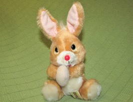 Vintage Russ Egg Nog Bunny Rabbit Plush #118 Tan White Pink Red Nose Stuffed Toy - £14.60 GBP