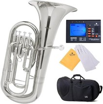 B Flat Euphonium By Mendini By Cecilio Mep-N Nickel Plated With Stainless Steel - £751.24 GBP