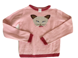 Gymboree Teachers Pet Pink Siamese Cat Sweater Bow Vintage Size 8 - £16.38 GBP