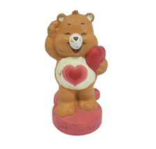 5&quot; VINTAGE TENDERHEART CARE BEARS STATUE HOLDINNG RED HEART PINK BASE FI... - £36.61 GBP