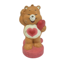 5&quot; Vintage Tenderheart Care Bears Statue Holdinng Red Heart Pink Base Figurine - £36.45 GBP