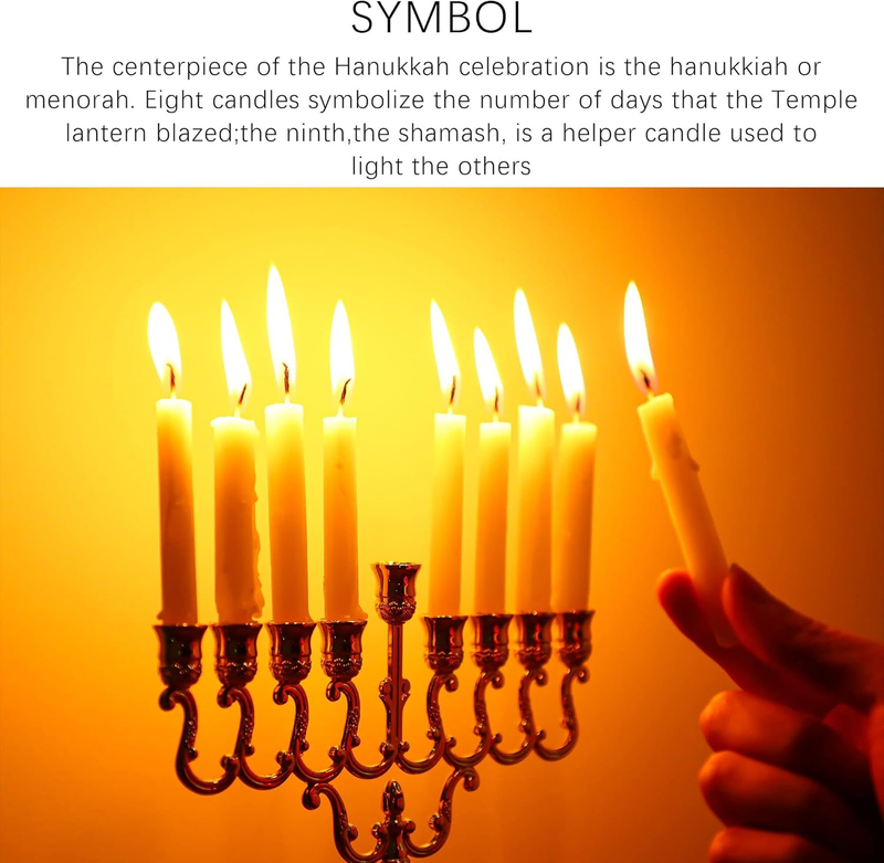 Hanukkah Menorah 9 Branch Gold Plated Jewish Menorahs for Chanukah Candle Holder Item image 7