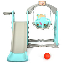 Costway 3 in 1 Toddler Climber and Swing Set Slide Playset w/ Hoop Ball Backyard - £180.83 GBP