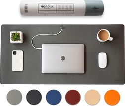 Nordik Leather Desk Mat Cable Organizer (Alaskan Gray 35 X 17 inch) Premium - £27.33 GBP
