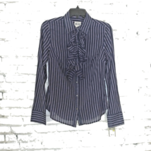 Converse One Star Top Womens Small Blue Striped Ruffle Long Sleeve Button Up - $19.99