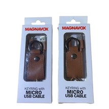 Magnavox Keyring with Micro USB Charging Cable Attached Leather Pouch Lo... - $10.28