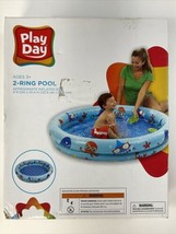 Play Day Soft Inflatable 4 ft diameter x 10 in high 2 Ring Pool Blue ages 3+ - £7.63 GBP