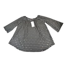 Geometric Pattern Womens Blouse By Amana Size M Black &amp; White NEW Buckles - $18.69